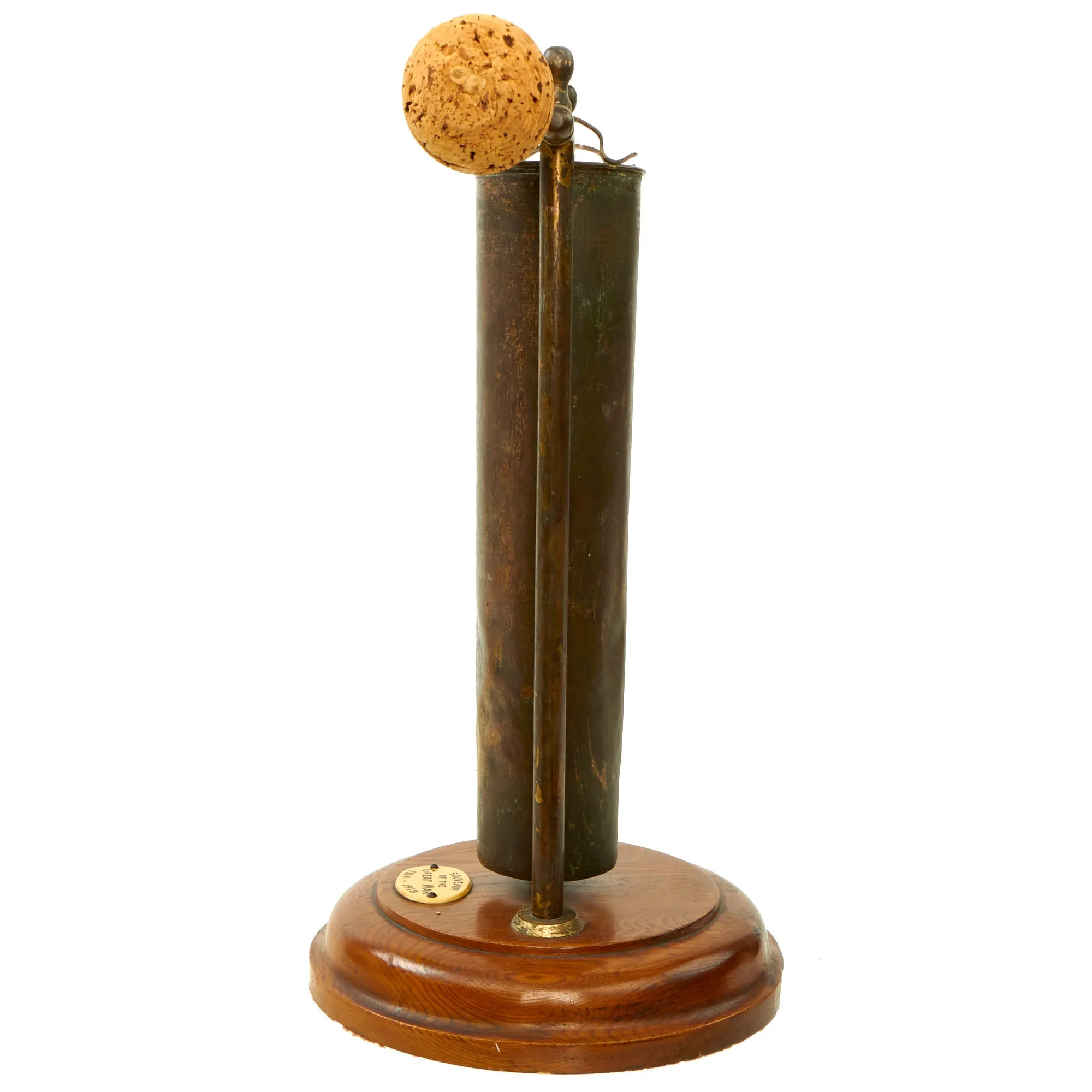 Original WWI Trench Art Dinner Bell “Gong” Made From French Artillery Shell As Featured In The Book “Trench Art, An Illustrated History” by Jane Kimball on Page 317