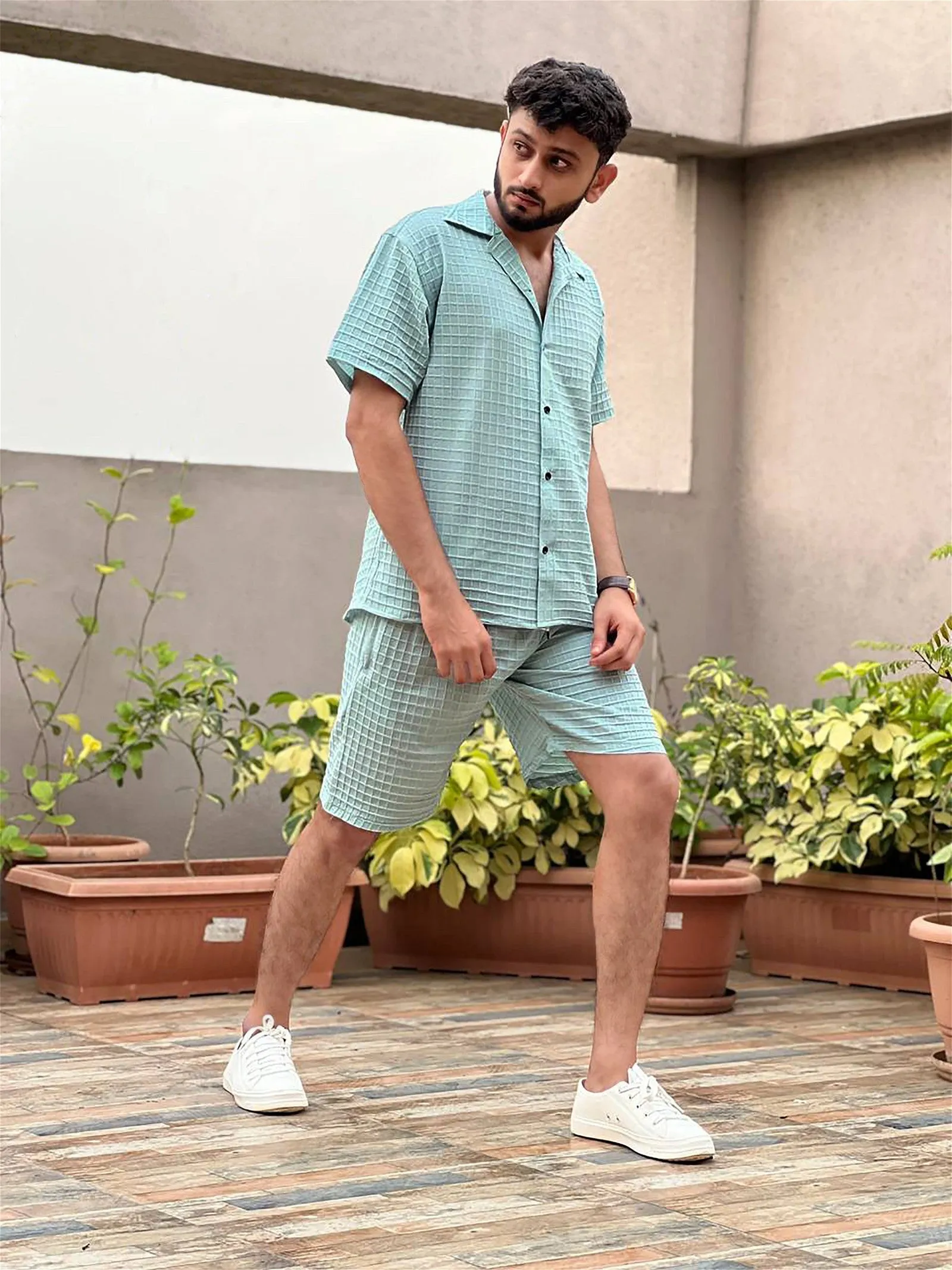 Pestal Men's Casual Wear Shirt And Shorts Pair