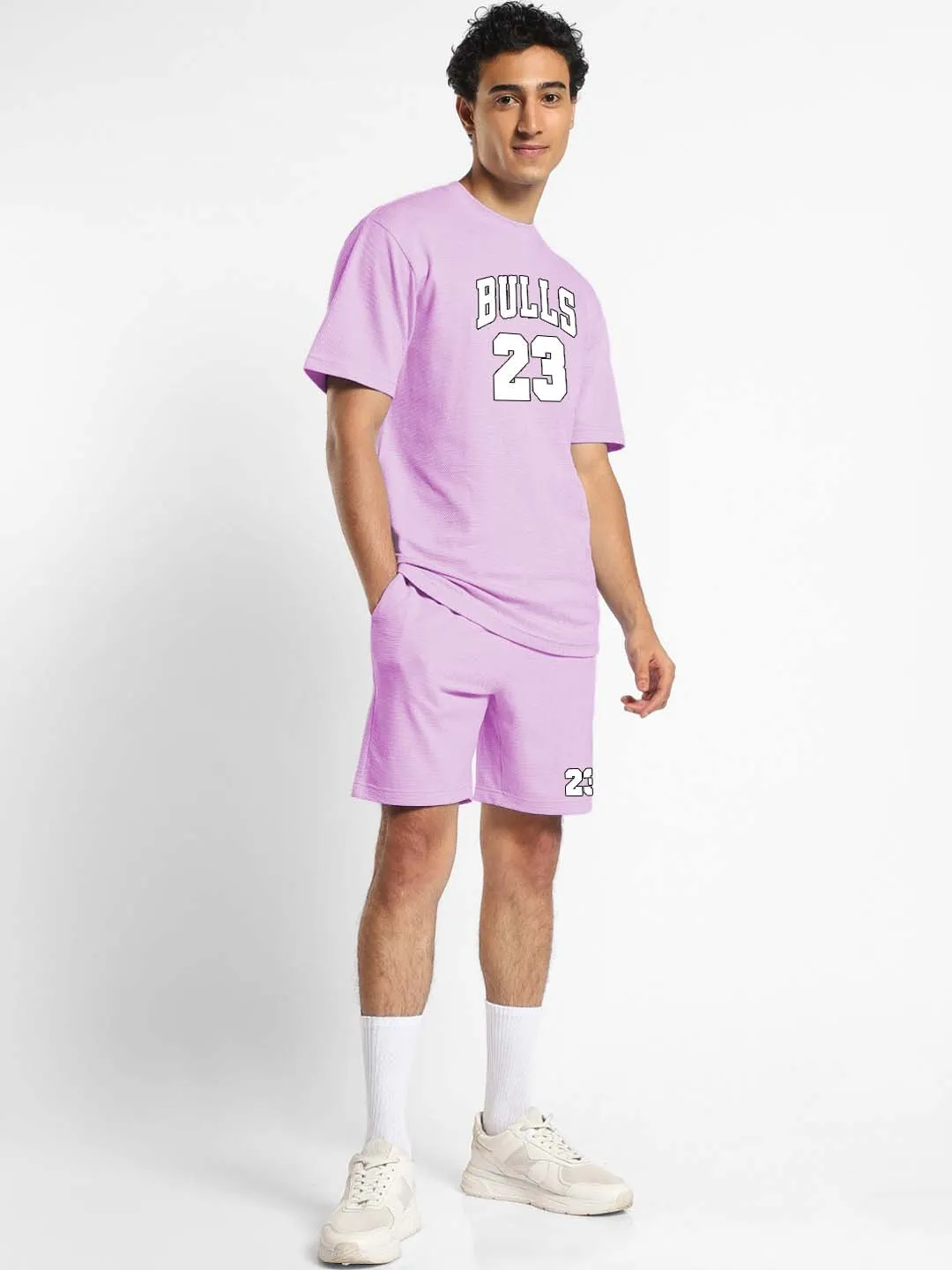 Pure Cotton Men T-shirt and Shorts Set in Purple Color (Combo)