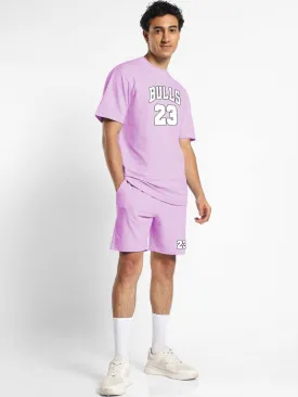 Pure Cotton Men T-shirt and Shorts Set in Purple Color (Combo)