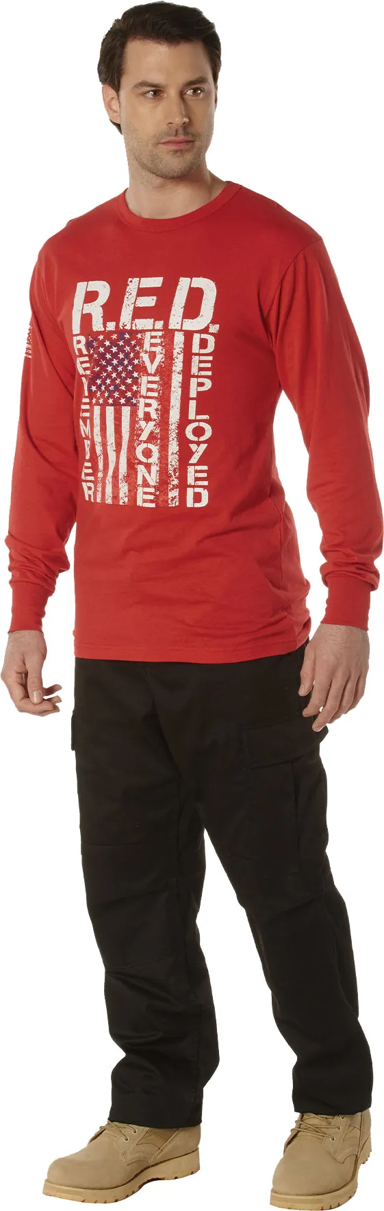 Red Long Sleeve R.E.D. (Remember Everyone Deployed) Athletic Fit T-Shirt