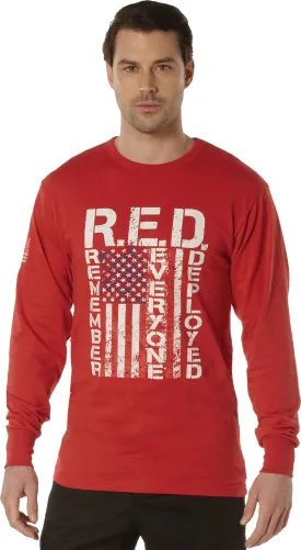 Red Long Sleeve R.E.D. (Remember Everyone Deployed) Athletic Fit T-Shirt