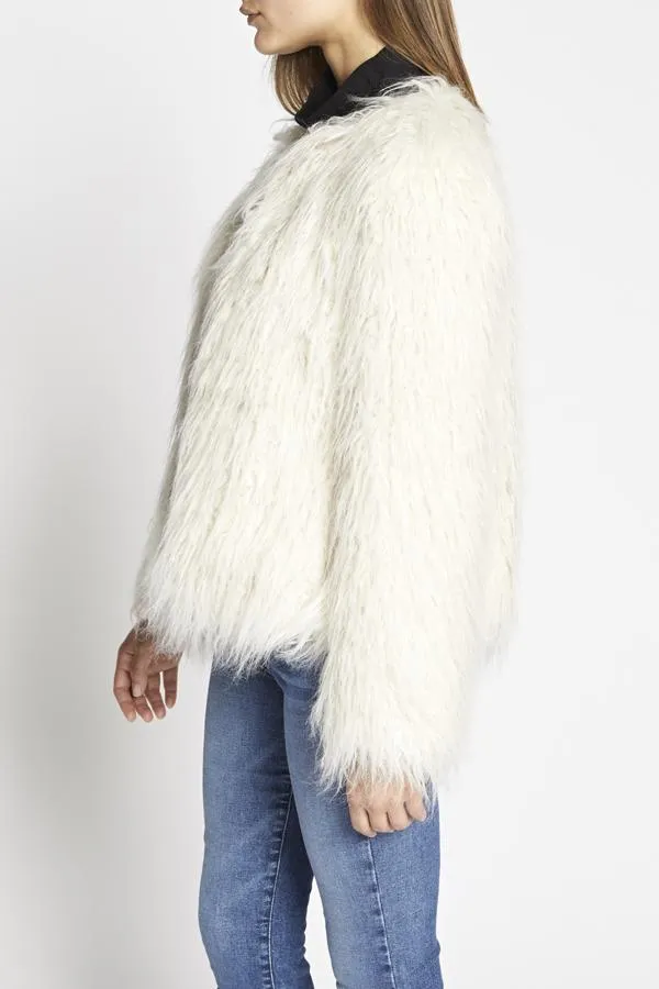 SANCTUARY - Studio Fifty  Fur Cropped Jacket Salt