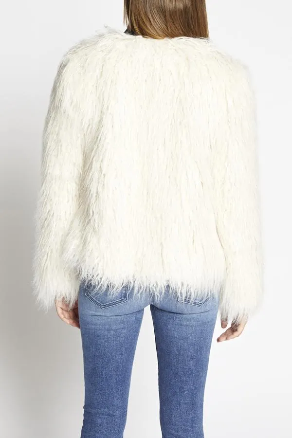 SANCTUARY - Studio Fifty  Fur Cropped Jacket Salt