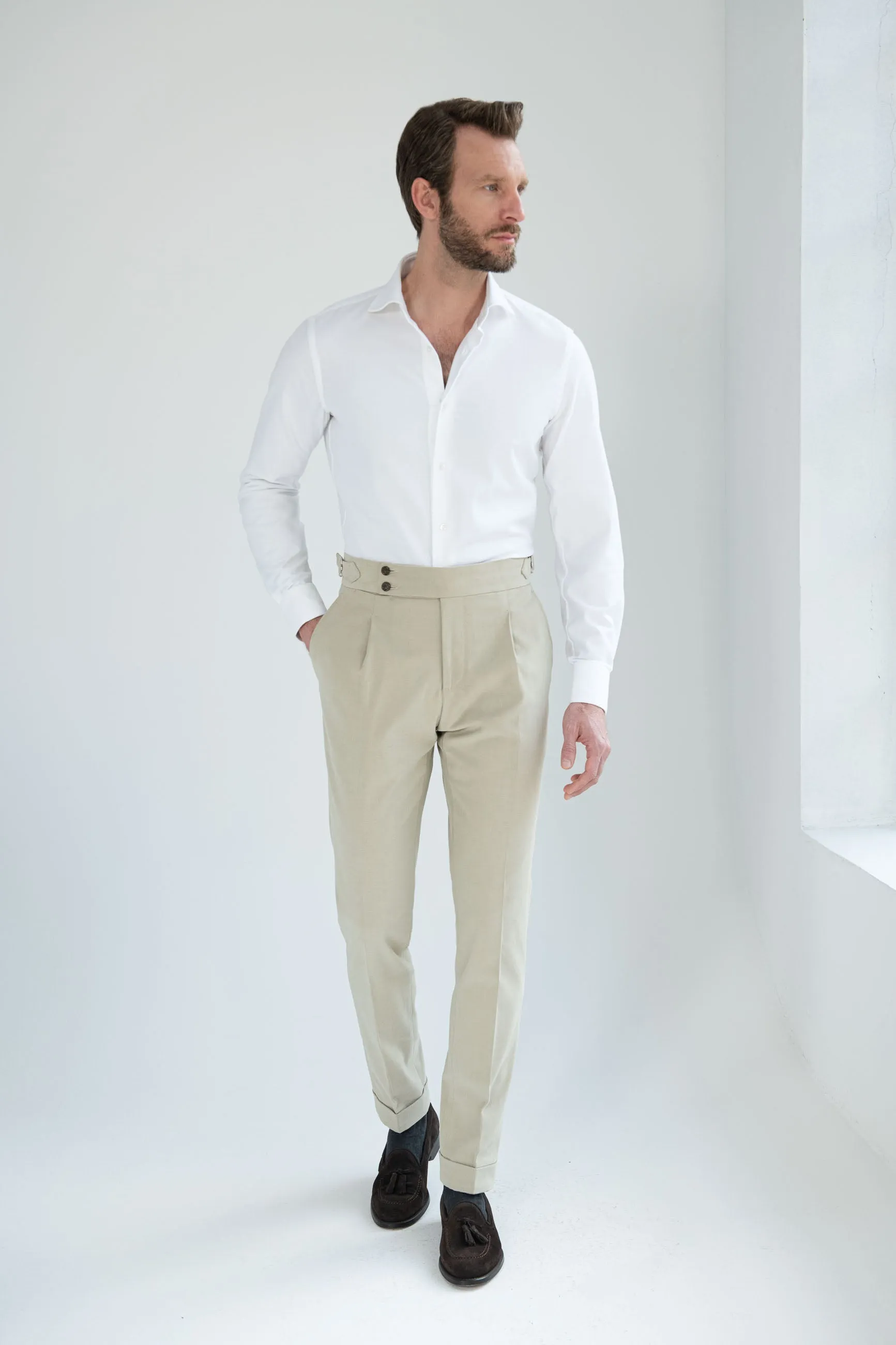 Sand cotton trousers "Soragna Capsule Collection" - Made in Italy