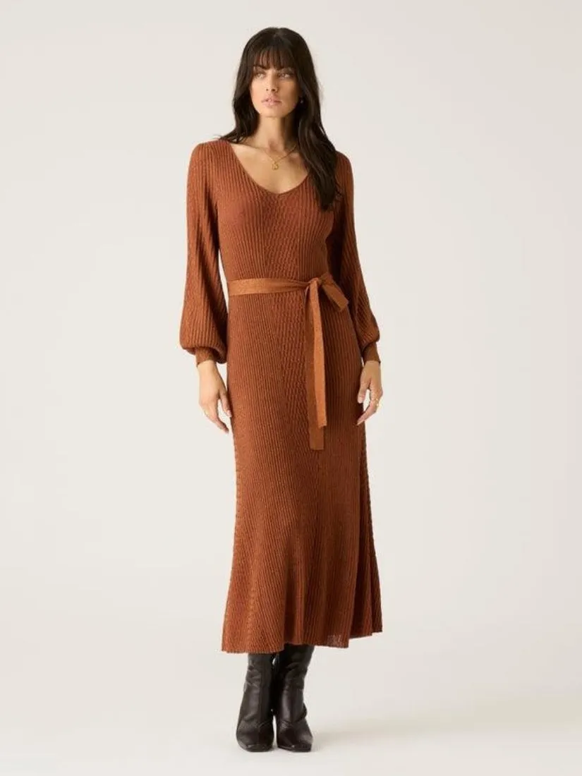 Scarlet Knit Pattern Midi Dress