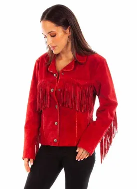 Scully Leathers Women's Suede Fringe Red Jacket