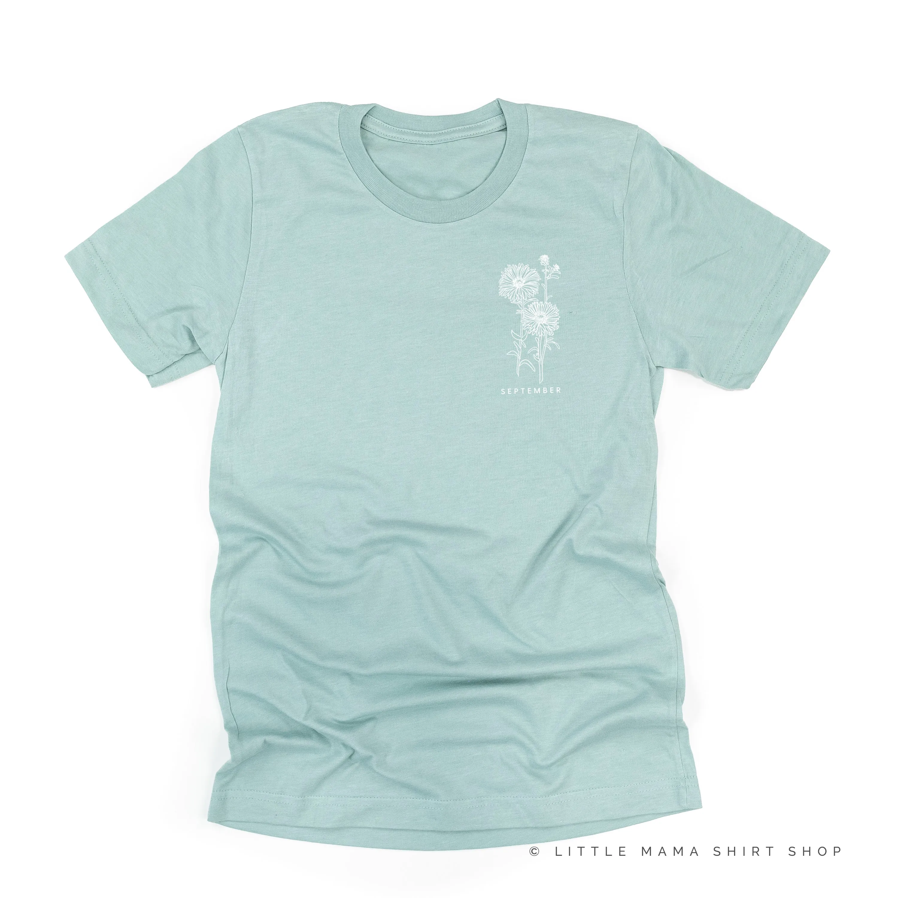 SEPTEMBER BIRTH FLOWER - Aster - pocket - Unisex Tee