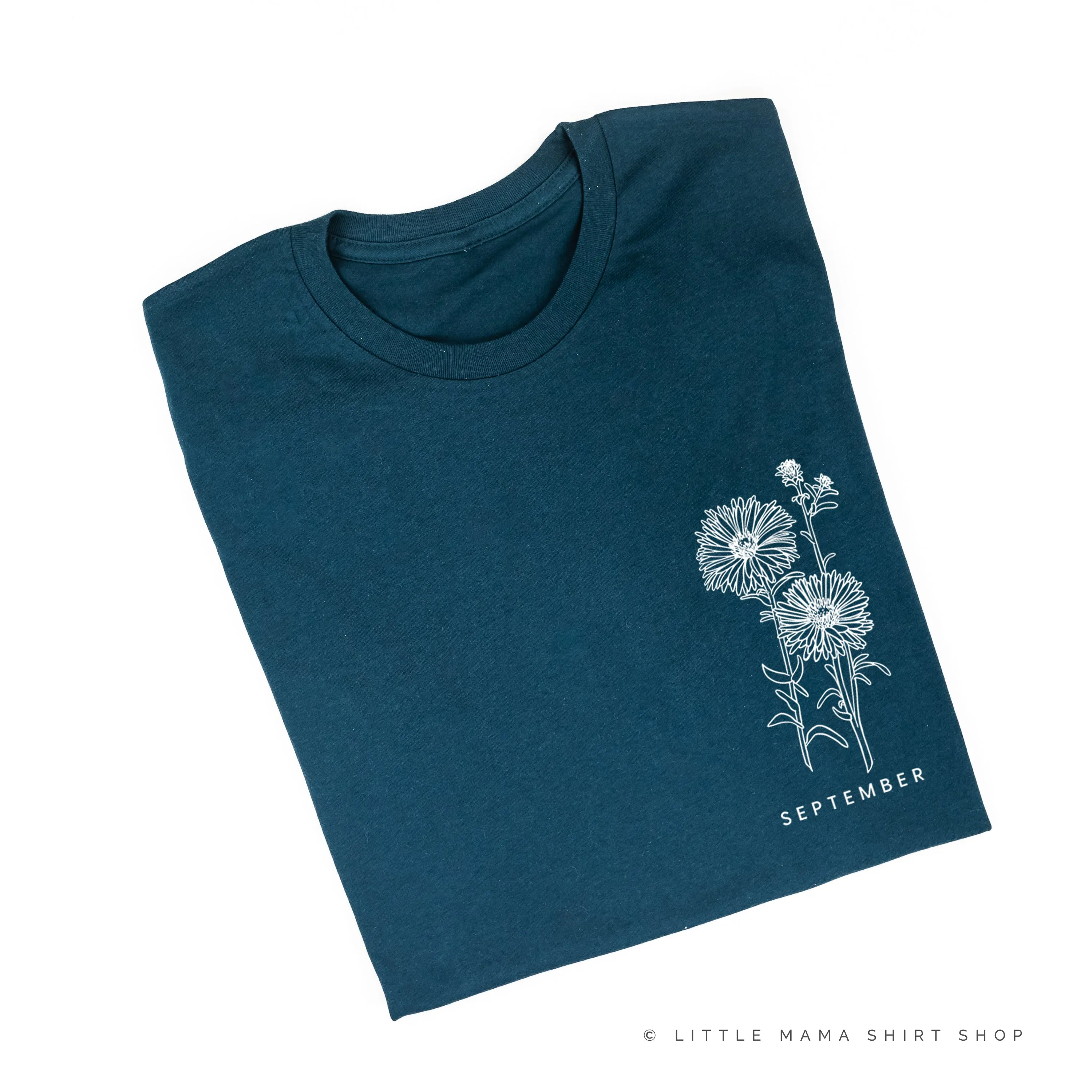 SEPTEMBER BIRTH FLOWER - Aster - pocket - Unisex Tee