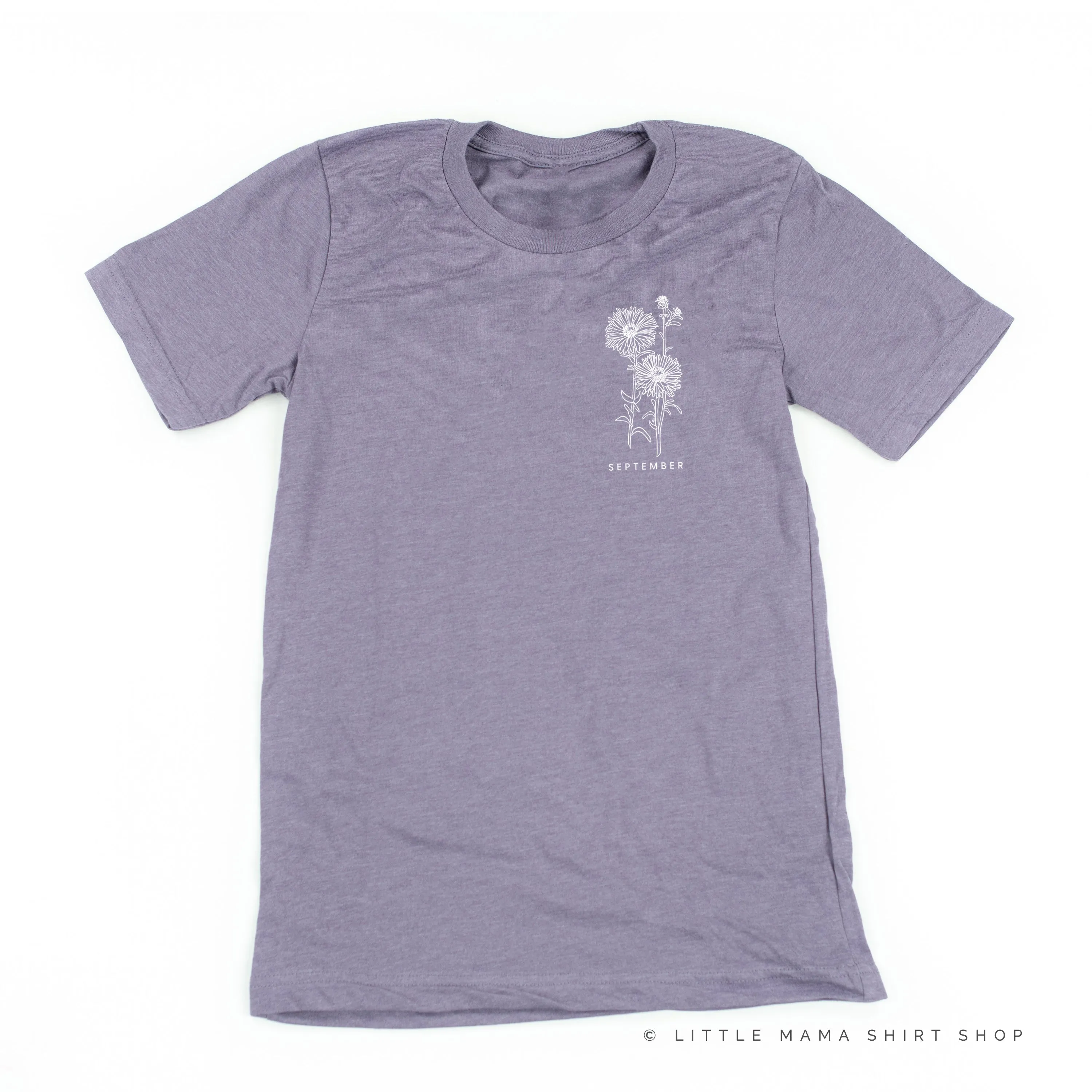 SEPTEMBER BIRTH FLOWER - Aster - pocket - Unisex Tee