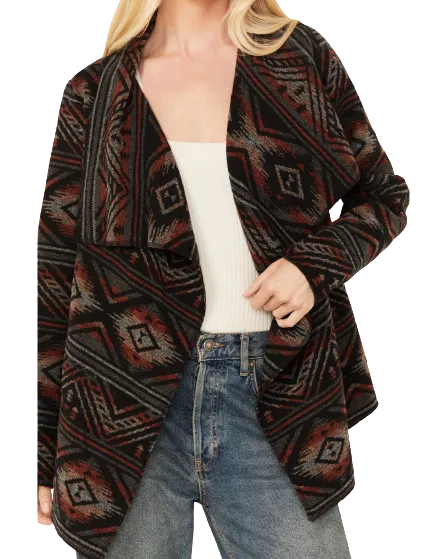 Sidran Women's Southwestern print Blanket Wrap Jacket