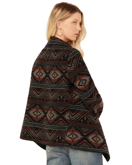 Sidran Women's Southwestern print Blanket Wrap Jacket