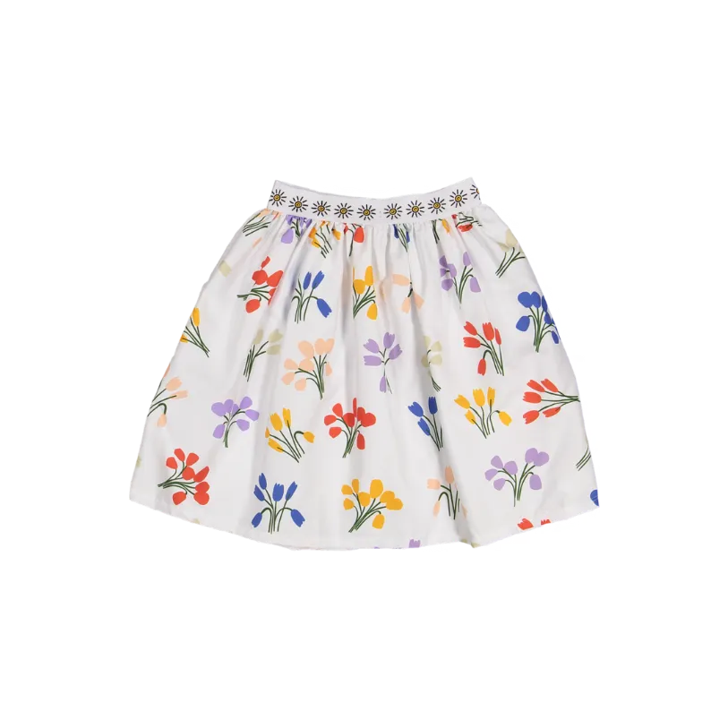 SKIRT SPECIAL LENGTH-White/Tulips Print