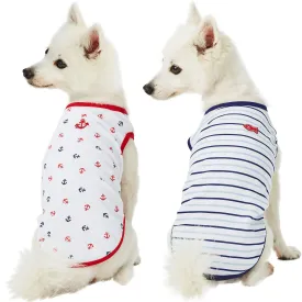 Summer Vacation Beach Dog T-shirts, 2 Pack Sea Lover Navy Sailor Shirts