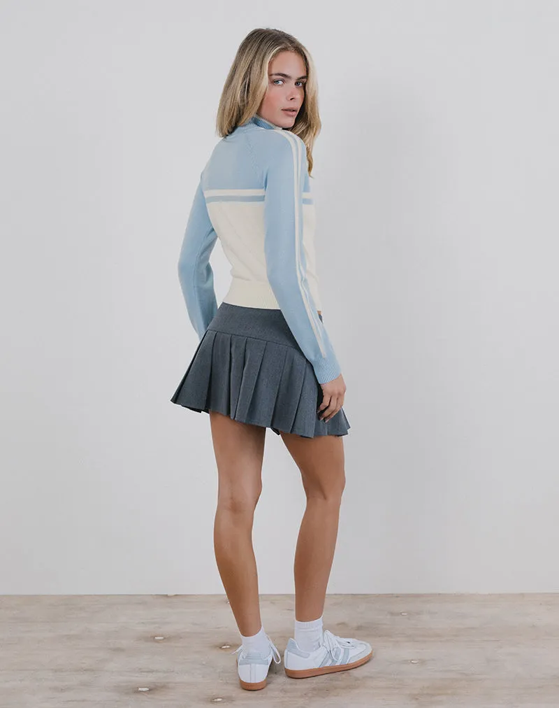 Talya Jacket in Panel Blue with White