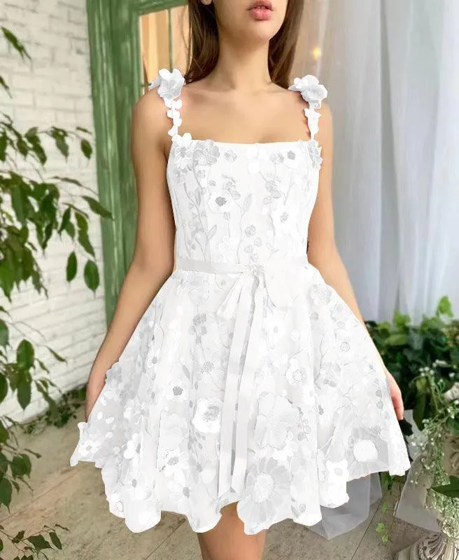 Three-dimensional Flower Embroidery Dress Summer Fashion Sweet Womens Clothing