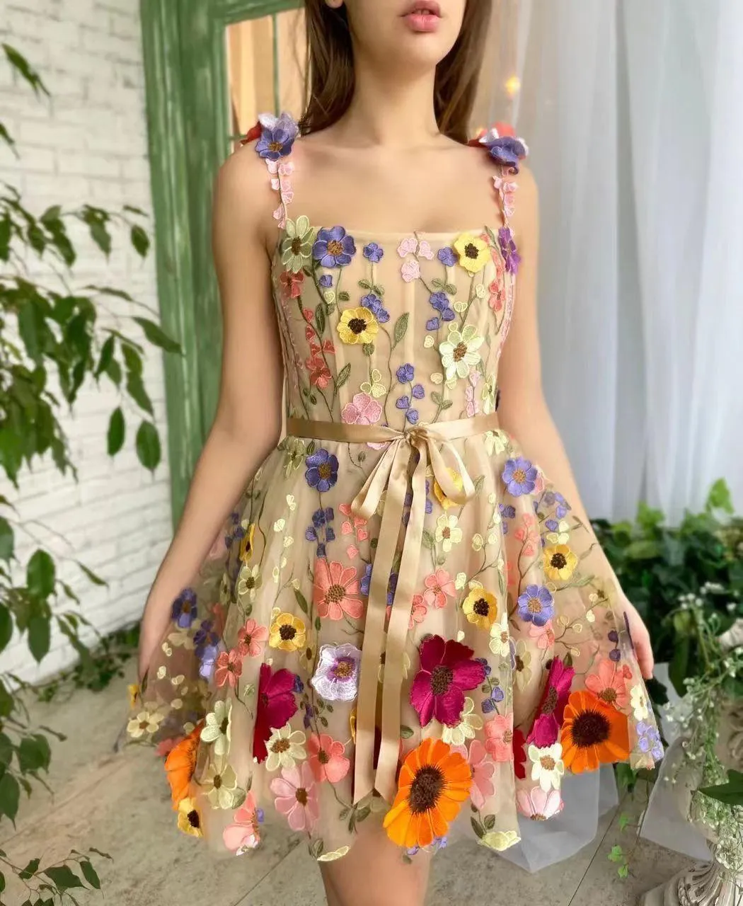 Three-dimensional Flower Embroidery Dress Summer Fashion Sweet Womens Clothing