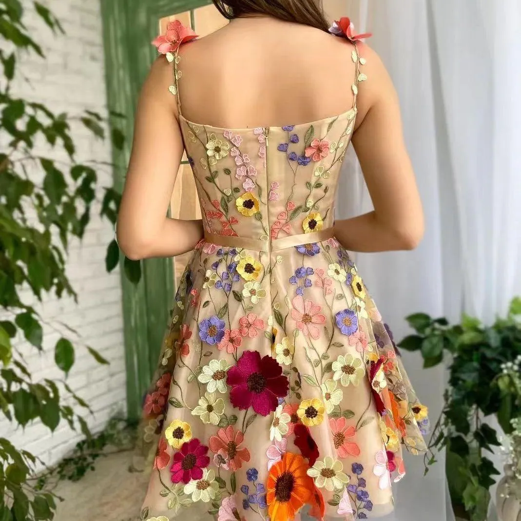 Three-dimensional Flower Embroidery Dress Summer Fashion Sweet Womens Clothing