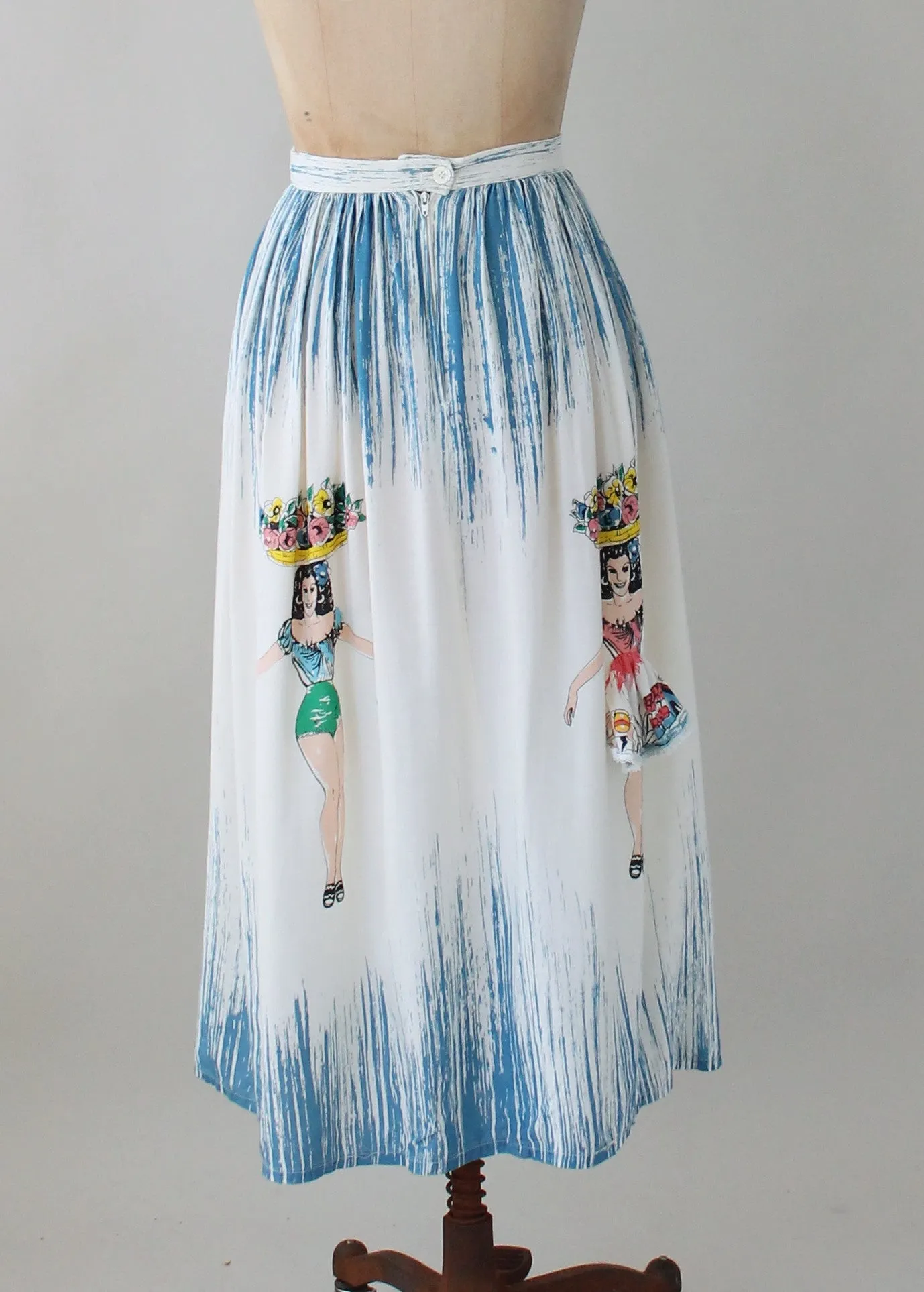 Vintage 1980s Peekaboo Girl Summer Skirt