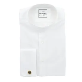 White Egyptian Cotton Non Iron Dress Shirt, Mandarin Collar and French Cuffs