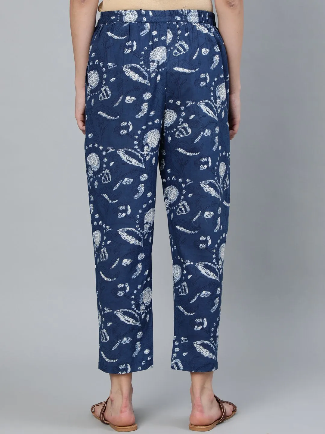 Women Blue Indigo Printed Trouser