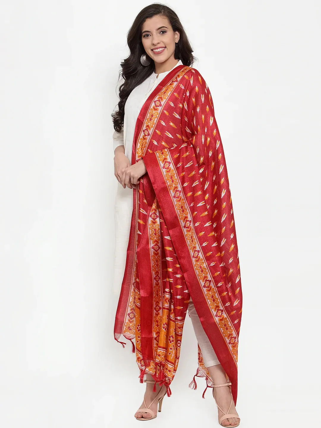 Women Off-White Solid Kurta With Trousers & Dupatta