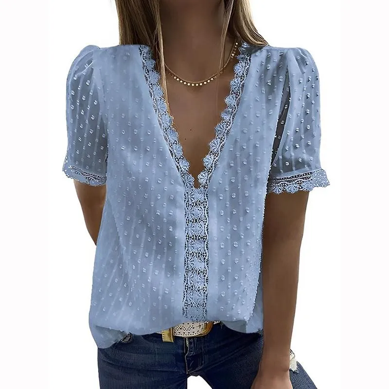 Women Summer Fashion Lace Patchwork Blouses