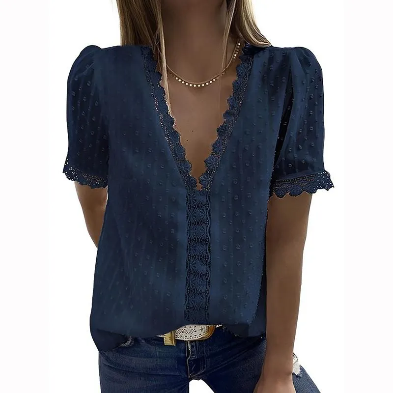 Women Summer Fashion Lace Patchwork Blouses