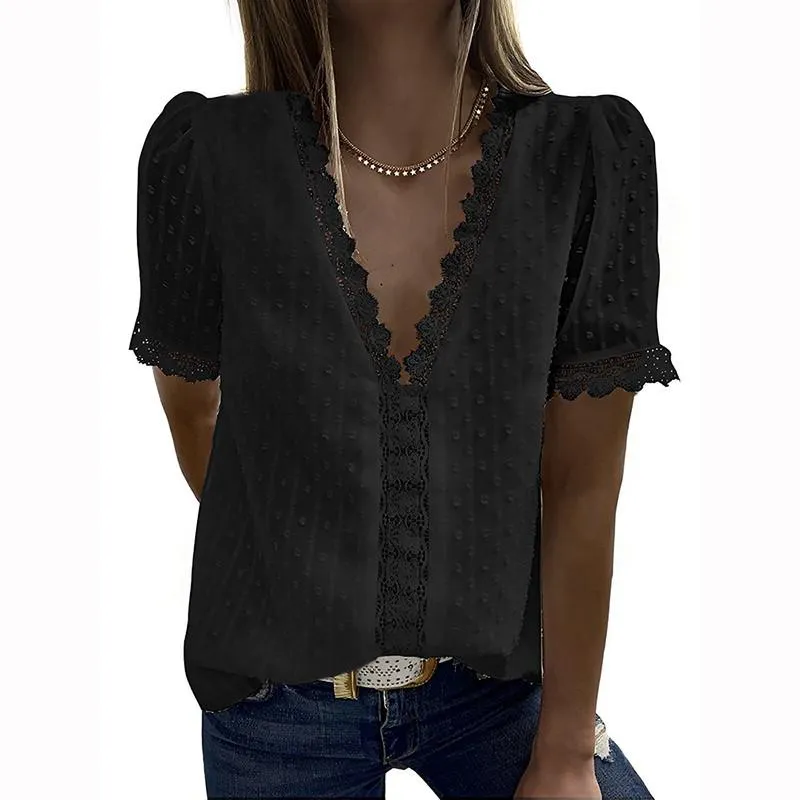 Women Summer Fashion Lace Patchwork Blouses