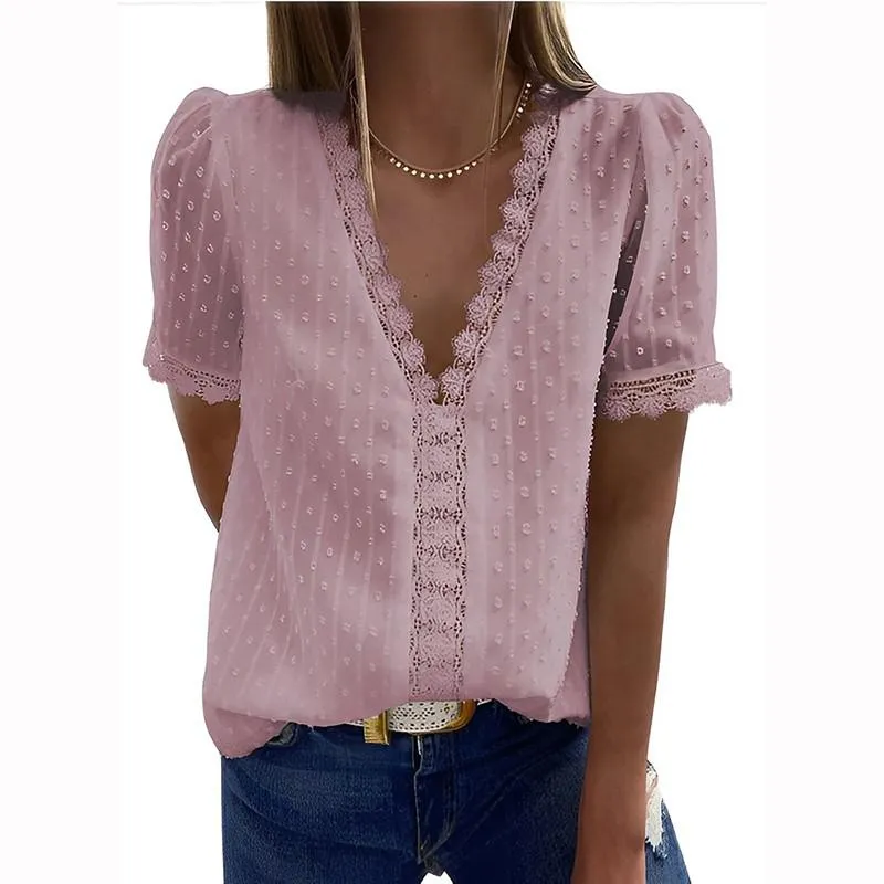 Women Summer Fashion Lace Patchwork Blouses