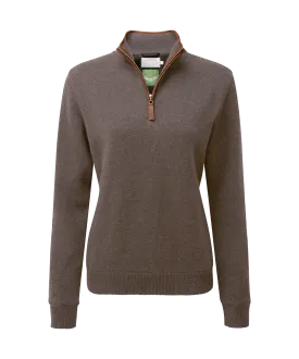 Women's Lambswool Aerobloc Quarter Zip - Mole