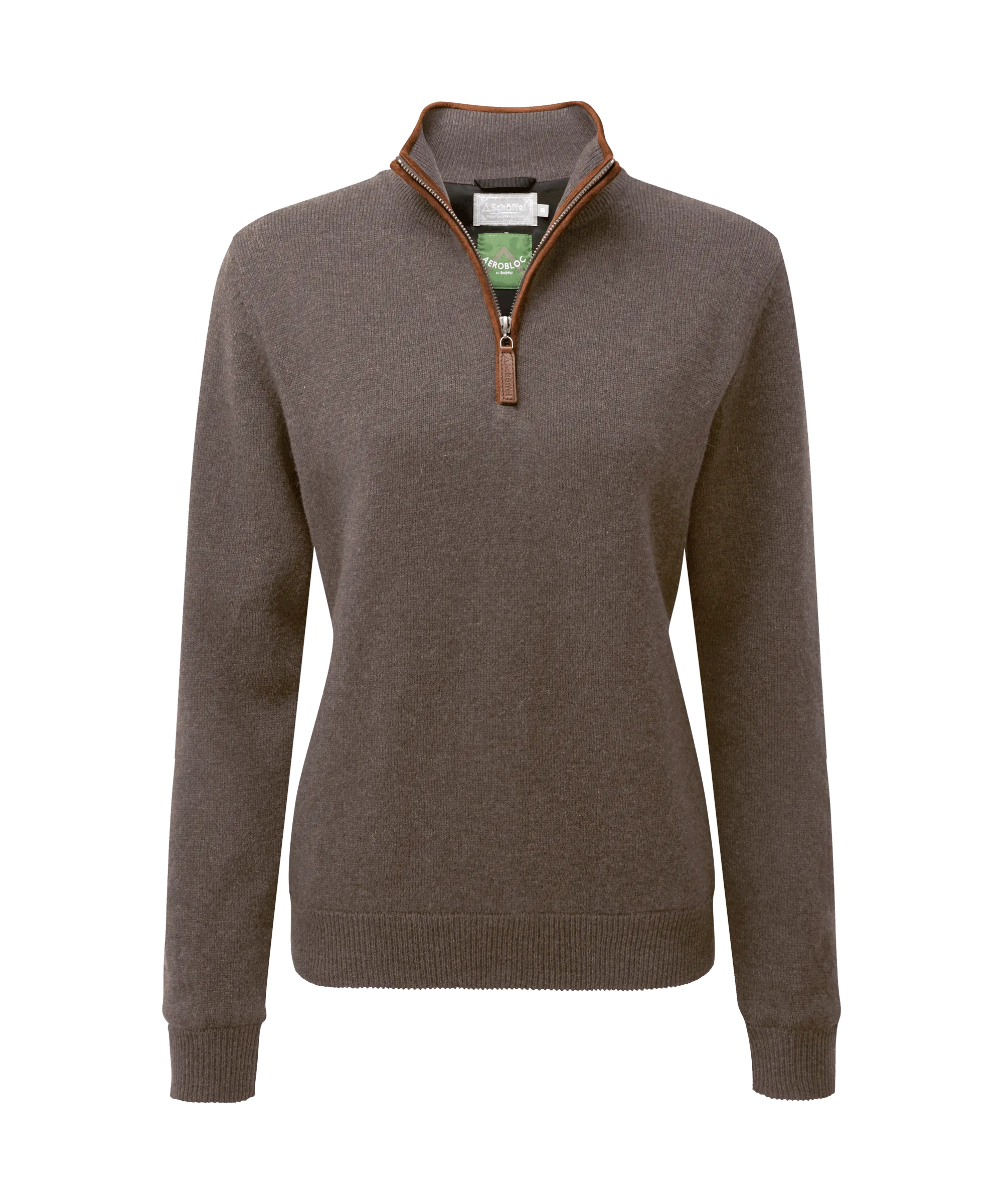 Women's Lambswool Aerobloc Quarter Zip - Mole