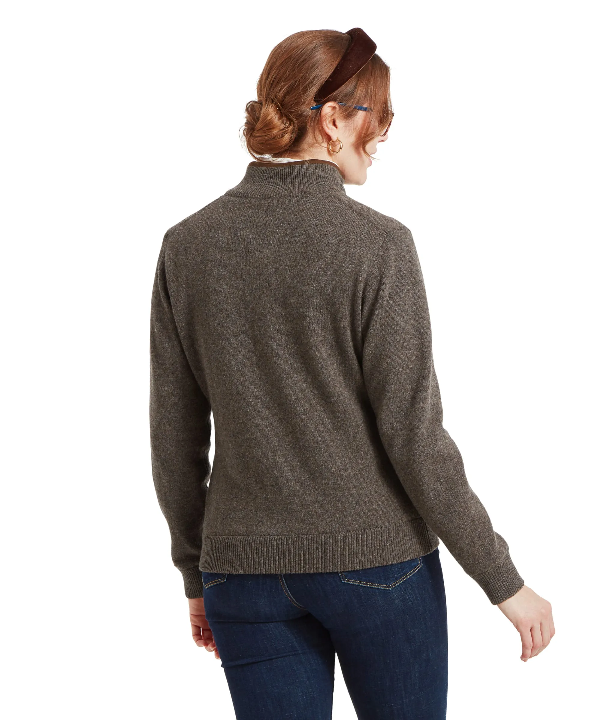 Women's Lambswool Aerobloc Quarter Zip - Mole