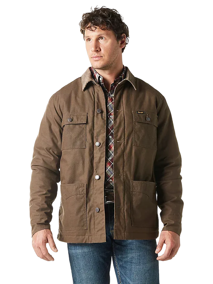 Wrangler Men's Lined Canvas Barn Chocolate Chip Coat