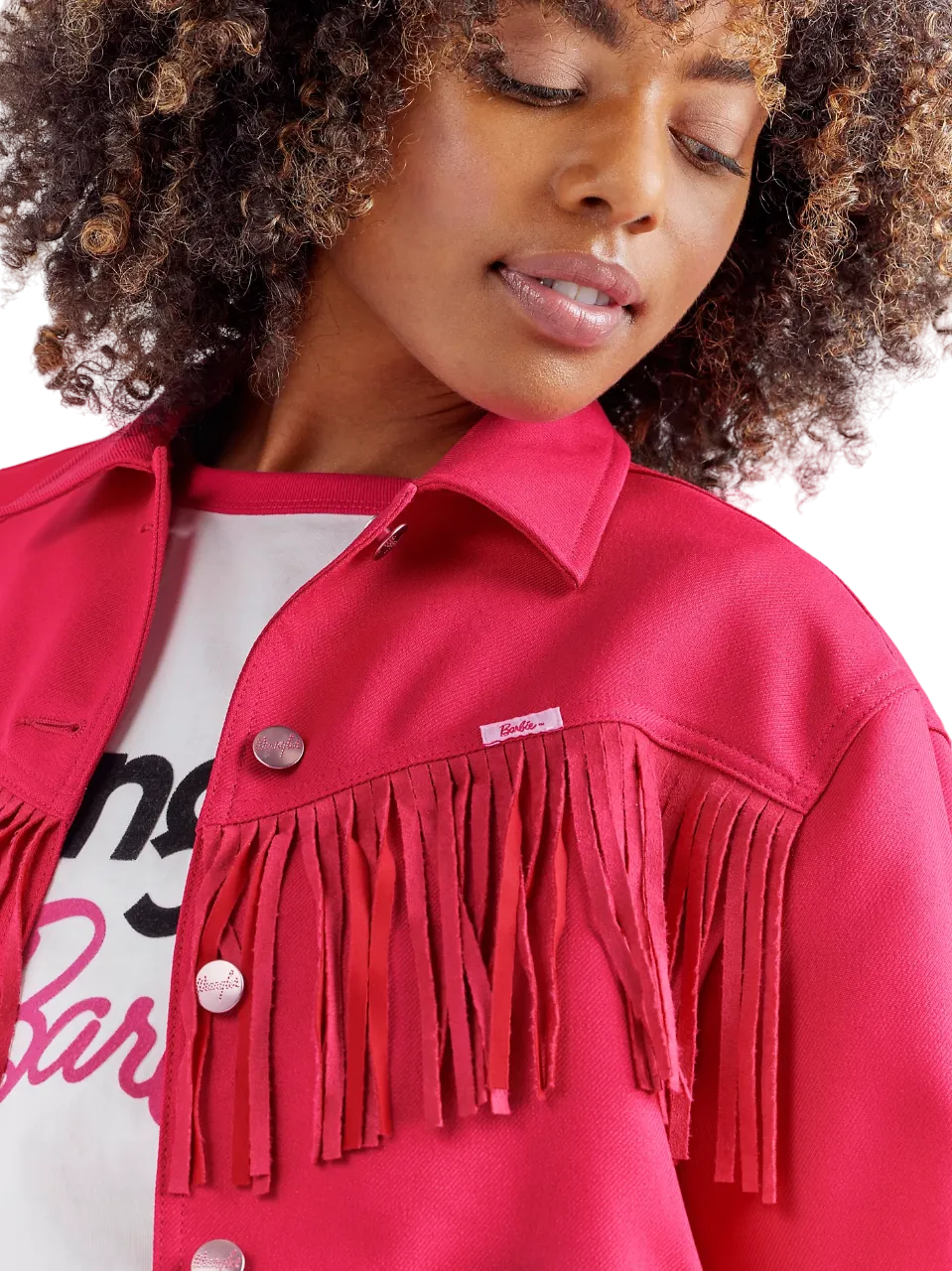 Wrangler Women's Barbie Fringe Wrancher In Barbie Pink Jacket