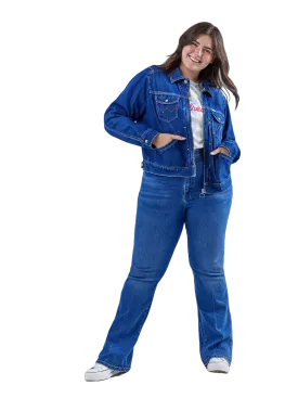 Wrangler Women's Barbie Zip Front Denim Blue Jacket