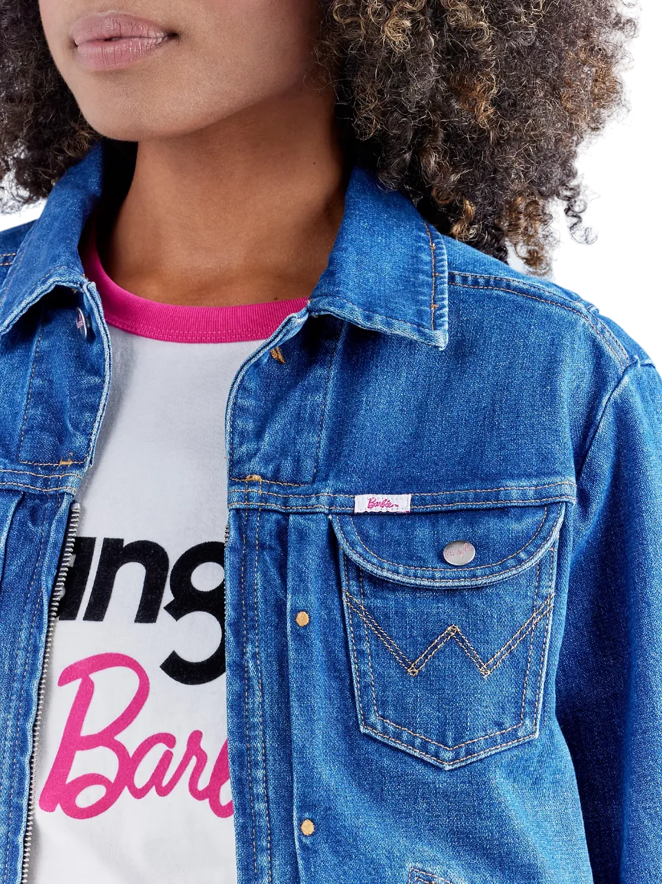 Wrangler Women's Barbie Zip Front Denim Blue Jacket